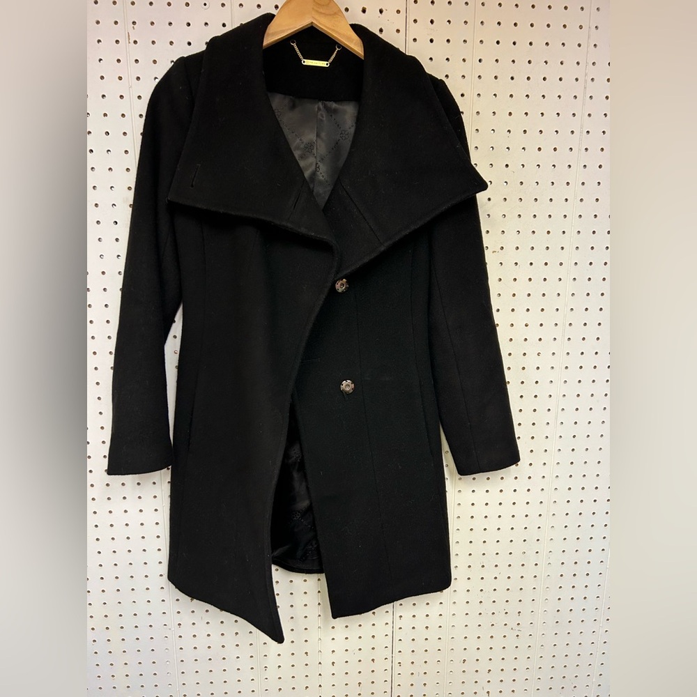 Trina Turk Black Wool-Blend Pea Coat